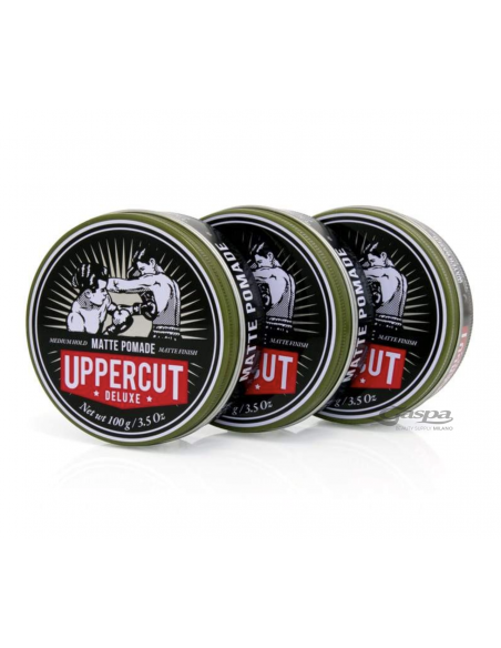 Uppercut Deluxe cera per capelli Matte Pomade 3x100gr Tris Conveniente