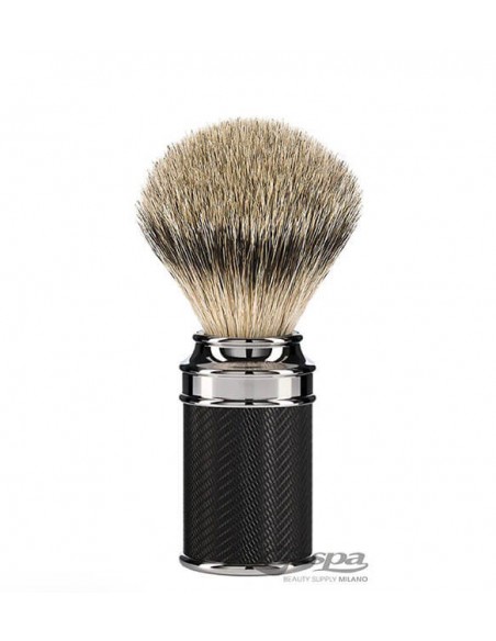 Muhle Rocca M96 Pennello da Barba ciuffo in Tasso Silvrtip con manico nero opaco a nido d'ape