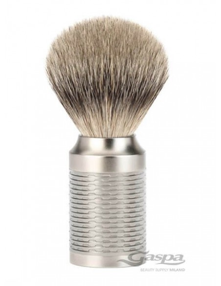Muhle Rocca M94 Pennello da Barba ciuffo in Tasso Silvertip con manico Acciaio Inox Opaco
