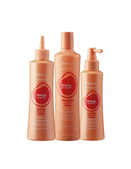 Fanola Vitamins Energy Kit 3 prodotti Pre Shampoo+Shampoo+Lozione in Flacone