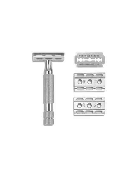 Rockwell 6C Rasoio di Sicurezza White Chrome con Tripla Base