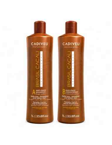 Cadiveu Brasil Cacau Antifrizz Shampoo + Conditioner 1000 ml – Kit Anticrespo Professionale