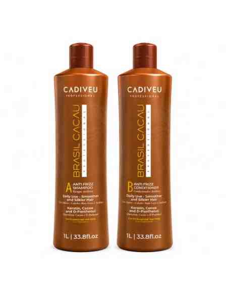 Cadiveu Brasil Cacau Antifrizz Shampoo + Conditioner 1000 ml – Kit Anticrespo Professionale