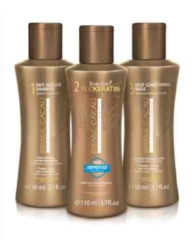 Brasil Cacau EcoKeratin Kit 3x110ml trattamento lisciante anticrespo professionale per capelli colorati e sensibilizzati