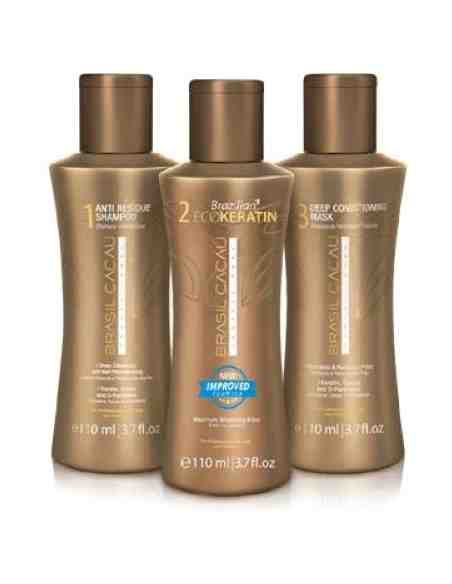 Brasil Cacau EcoKeratin Kit 3x110ml trattamento lisciante anticrespo professionale per capelli colorati e sensibilizzati