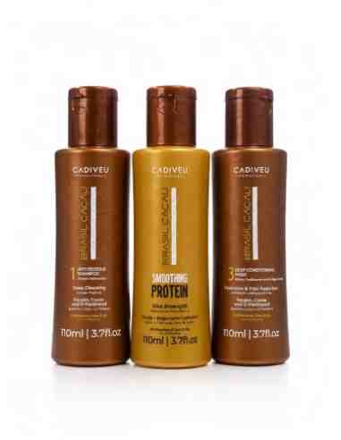 Brasil Cacau Smoothing Protein Kit 3x110ml trattamento lisciante anticrespo professionale capelli crespi