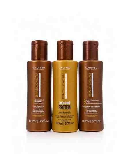 Brasil Cacau Smoothing Protein Kit 3x110ml trattamento lisciante anticrespo professionale capelli crespi