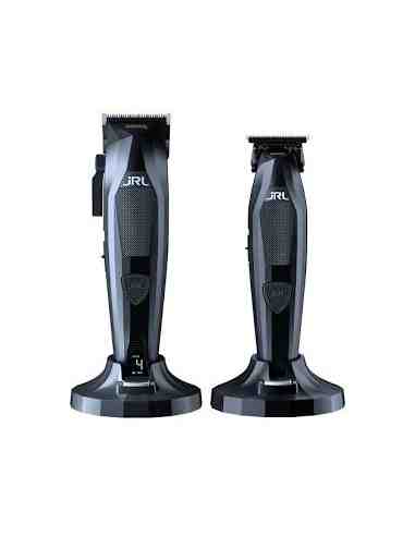 Kit JRL Diamante Nero con tagliacapelli professionale 2025C e trimmer 2025T con basi di ricarica.