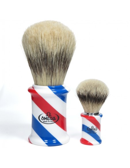 Omega pennello da barba gigante barber pole 1003 in pura setola effetto tasso
