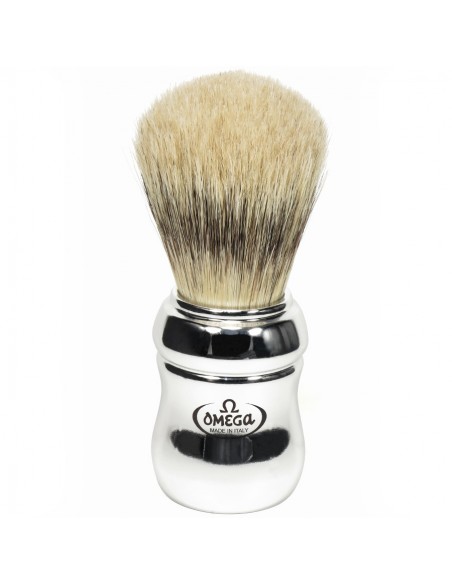 Omega pennello da barba 10048 in setola manico cromato