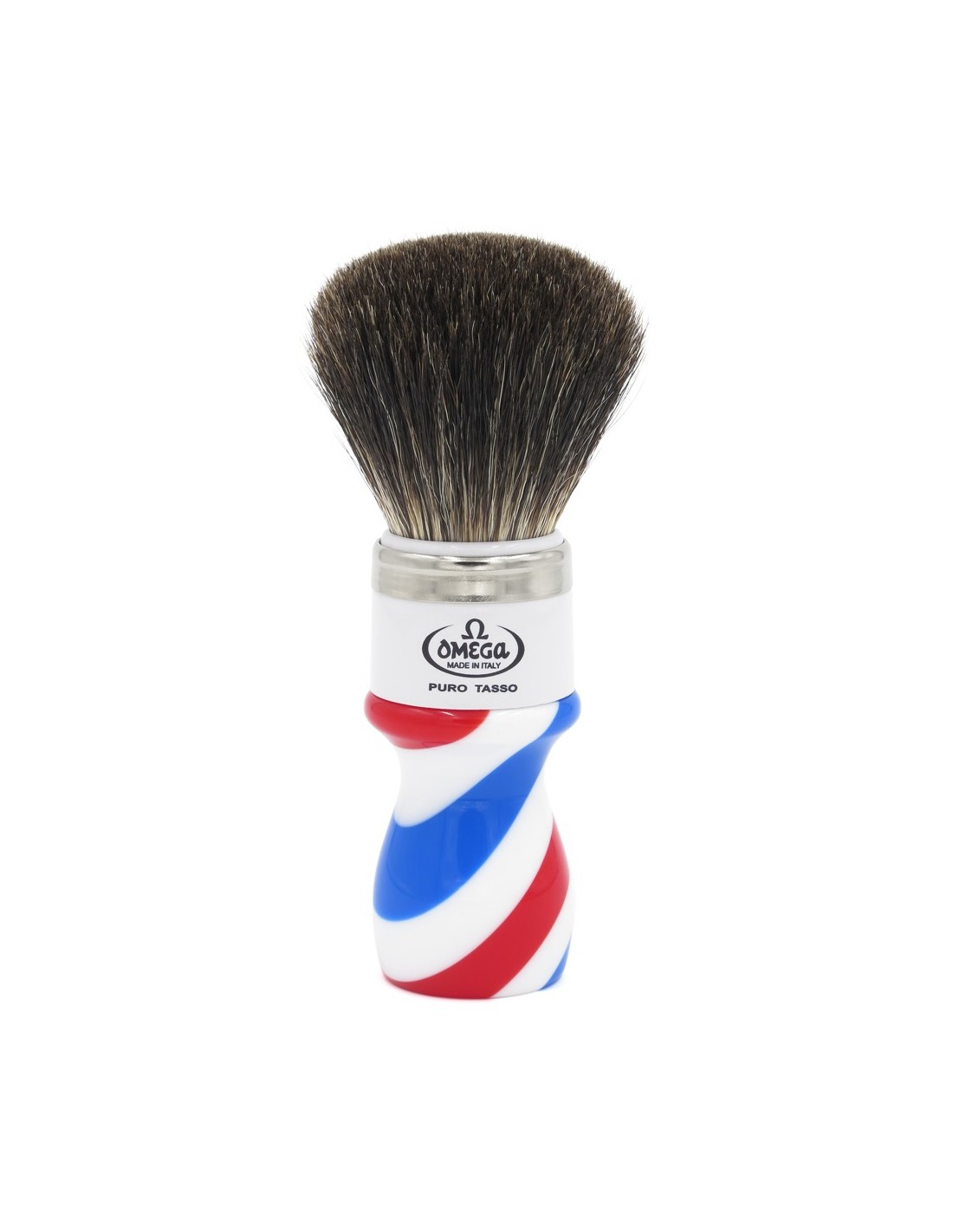 Omega pennello da barba barber pole 6807 in tasso nero best badger