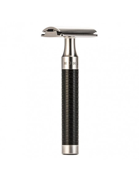Muhle R96 Rasoio di Sicurezza Rocca Inox e Nido d'Ape Nero Opaco